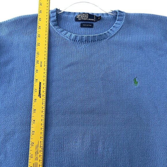 Polo Ralph Lauren Men L Crewneck Knit Sweater Green Pony Royal Blue Quiet Luxury - Picture 12 of 16